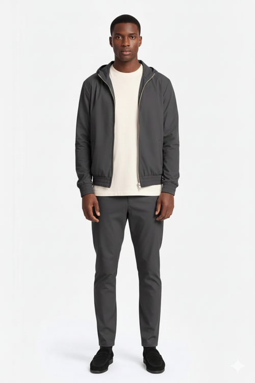 ASH GRAY HOODED TECH SUIT