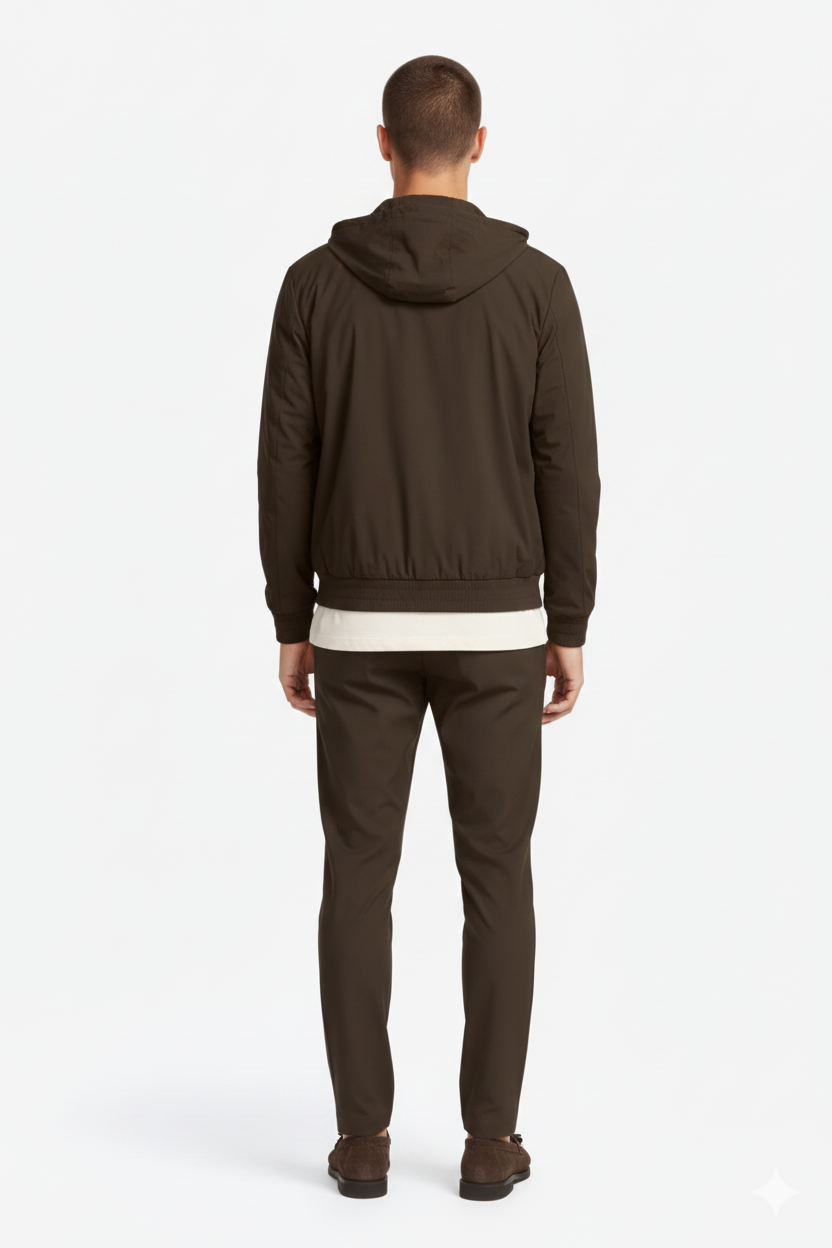 BROWN HOODED TECH SUIT