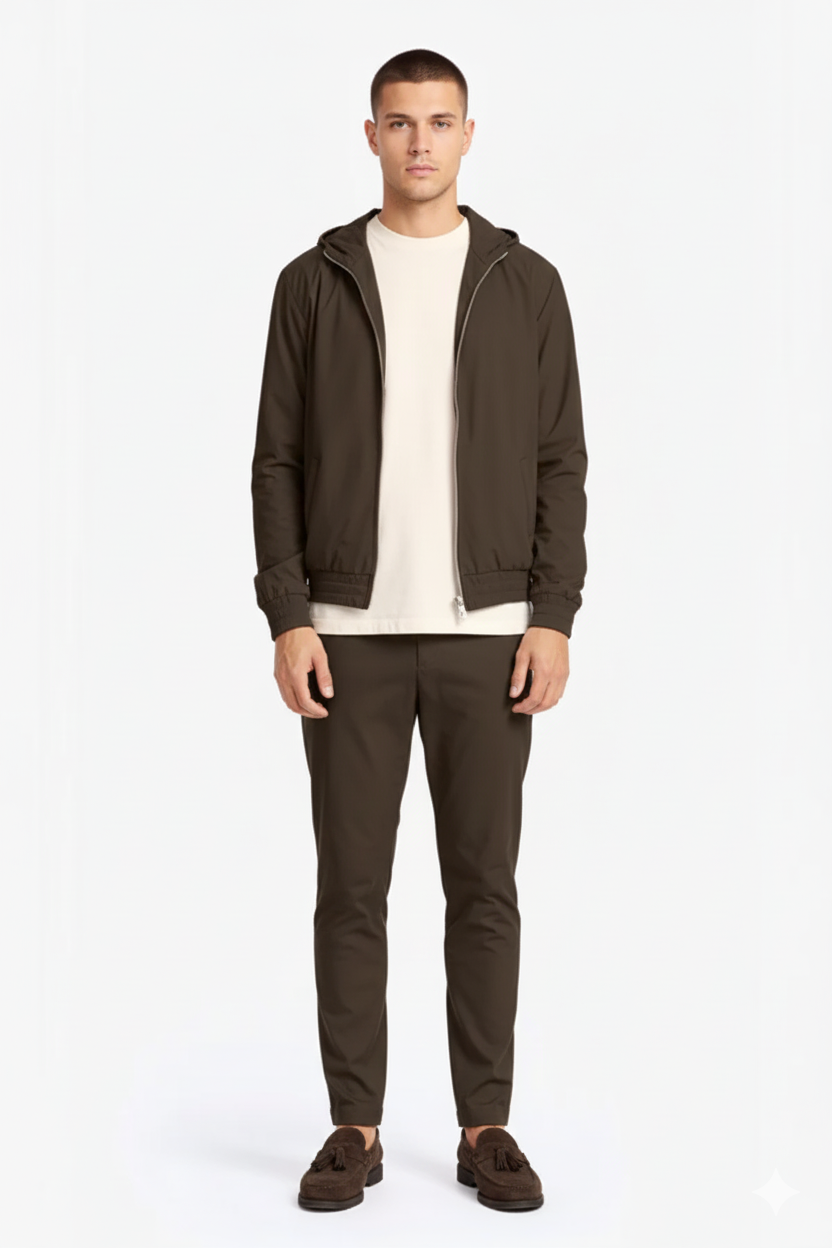 BROWN HOODED TECH SUIT