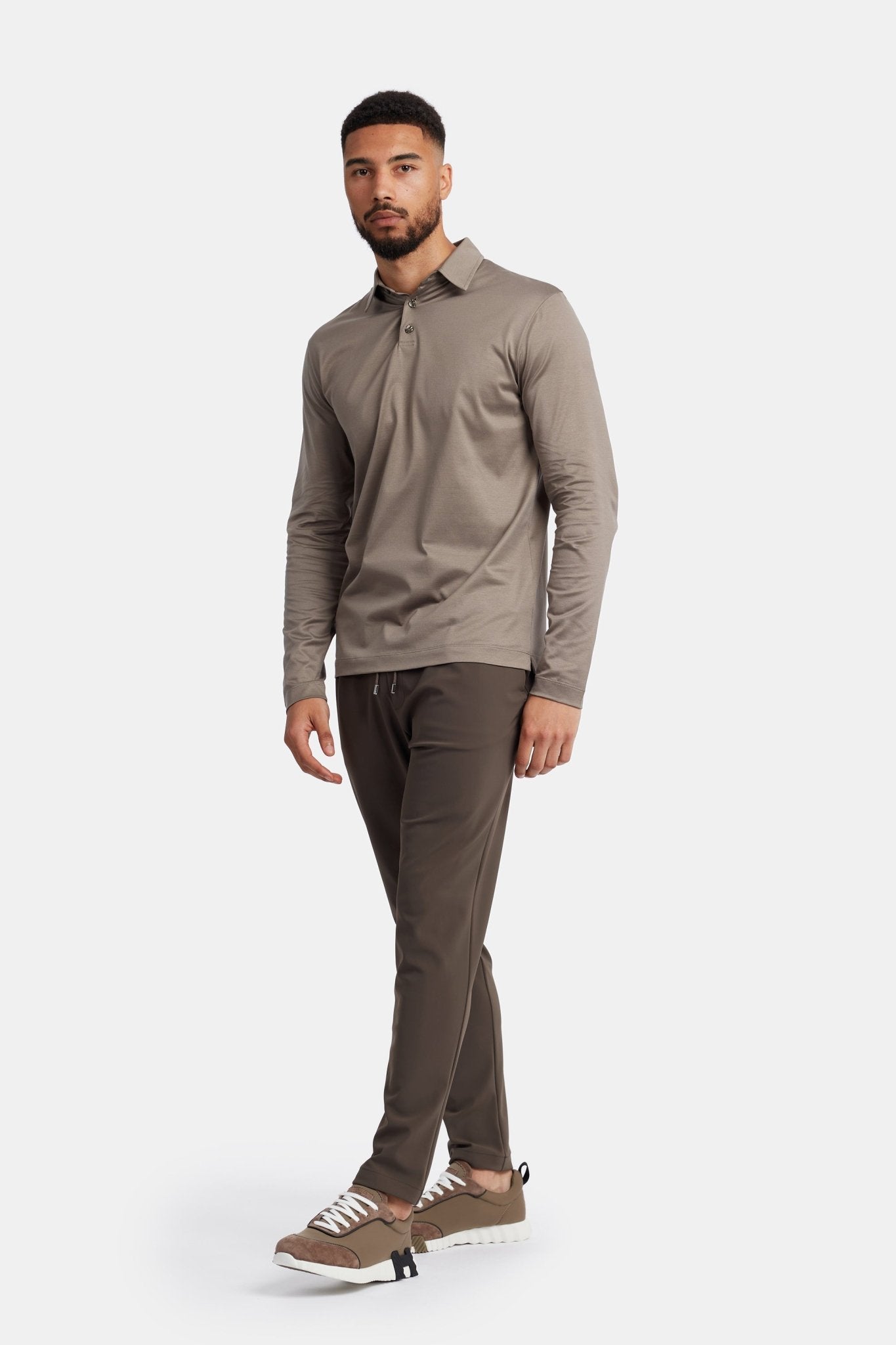 Desert Taupe Longsleeve Polo Shirt