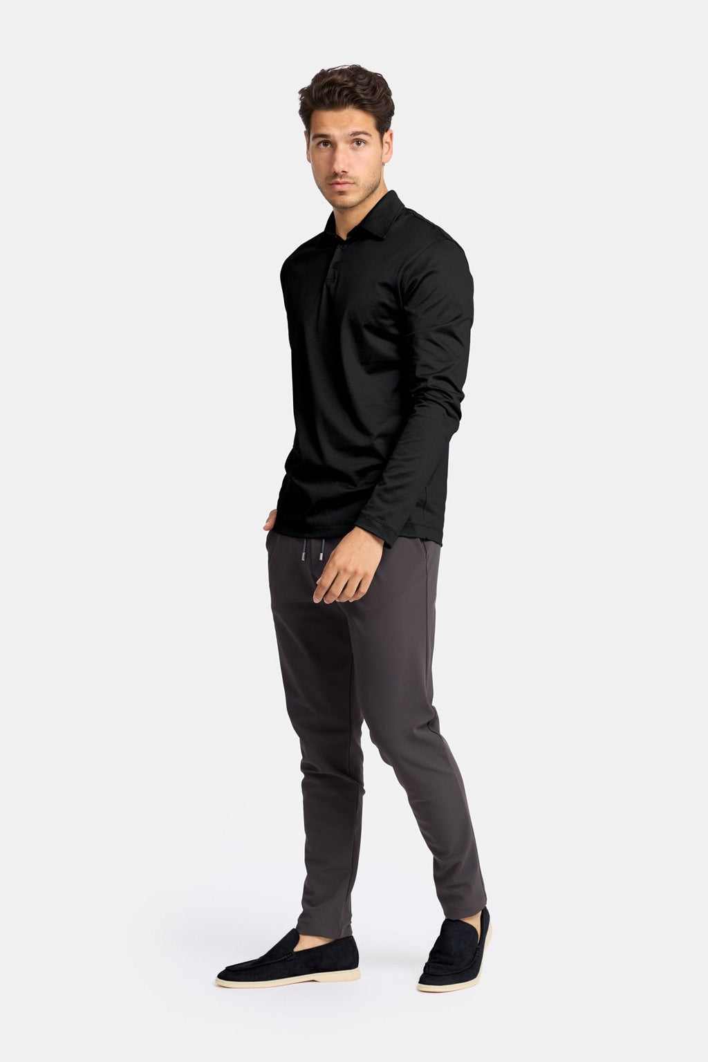 Onyx Black Longsleeve Polo Shirt