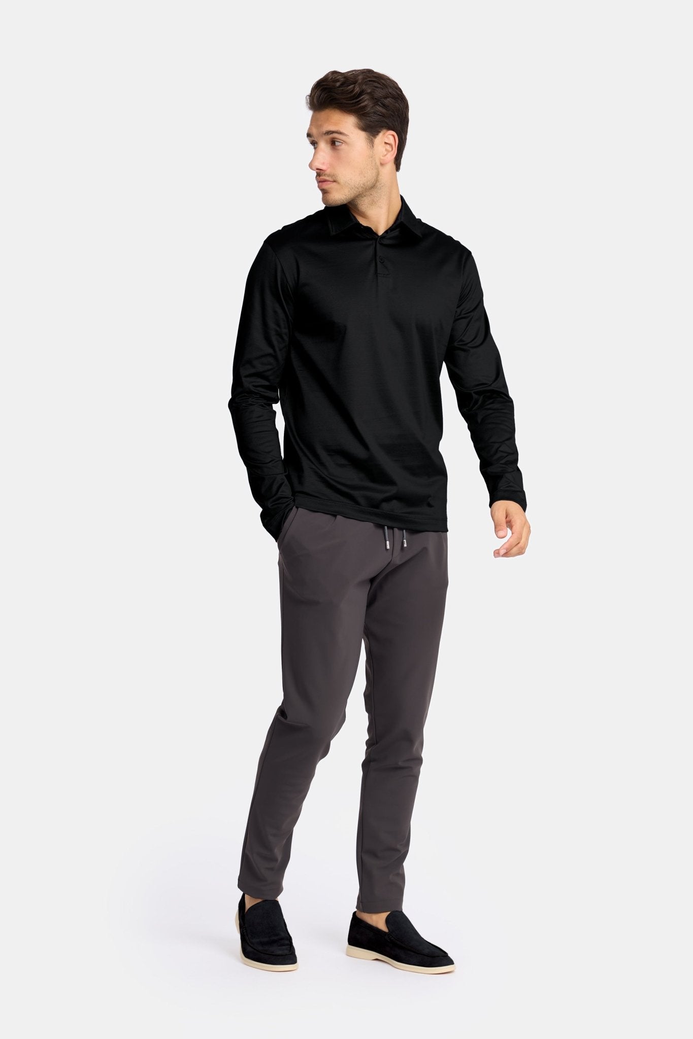 Onyx Black Longsleeve Polo Shirt