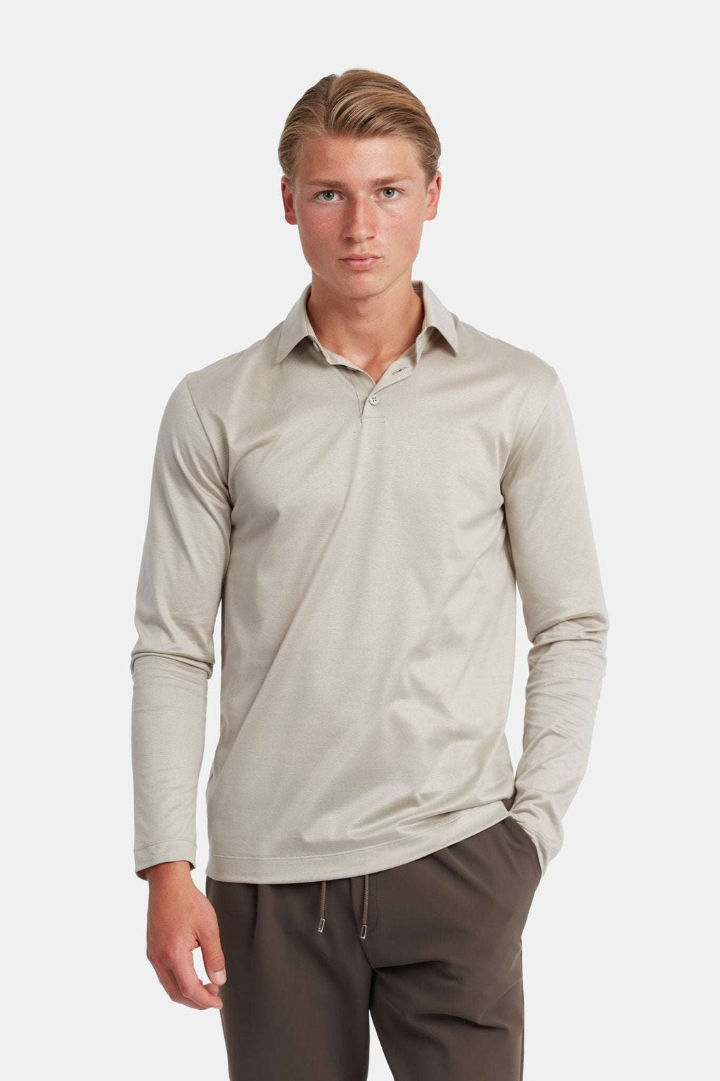 Sandstone Beige Longsleeve Polo Shirt